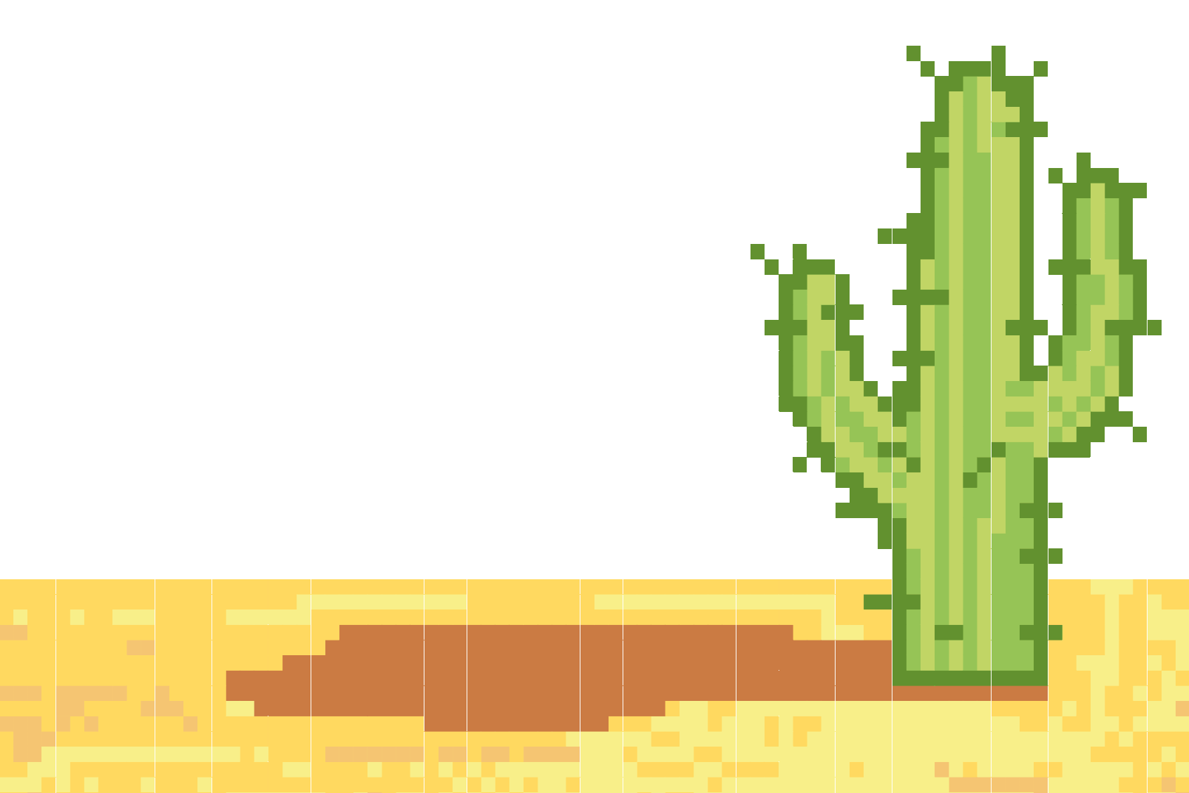 Pixeliger Kaktus in pixeliger Wüste